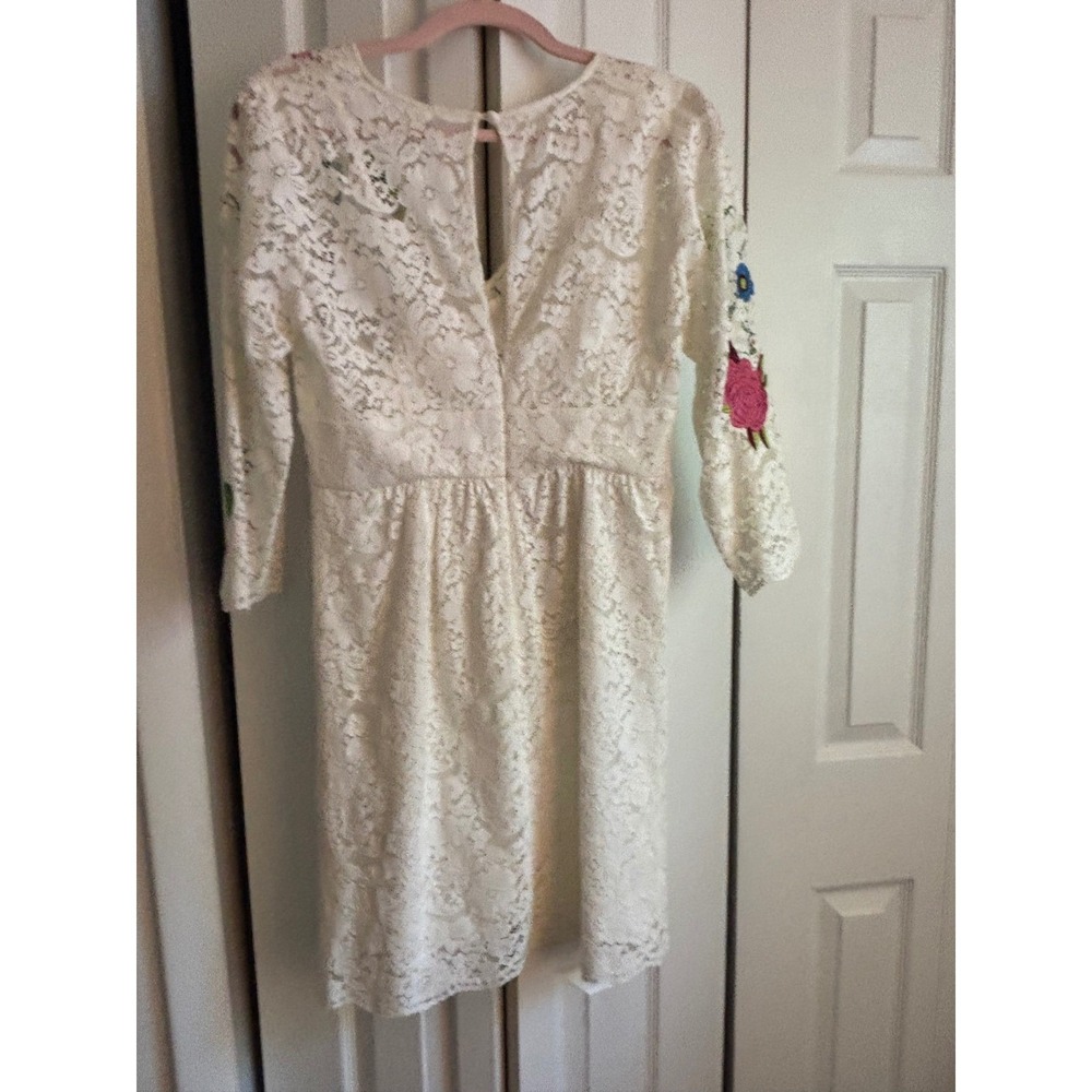 Tracy Reese x Anthropologie Embroidered Lace Dress Size 8 White Boho Romantic - Picture 8 of 11